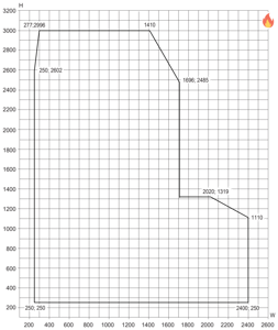 Min/maks-mål, fast karm, FIRE EI30